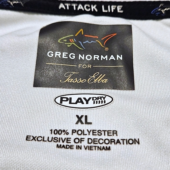 Mens Greg Norman Blue 1/4 Zip Pullover Golf Shirt XL PlayDry Shark Logo Athletic - Picture 6 of 12